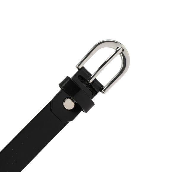 - Women Genuine Italian Leather Belt Luna, Made In France - Black Varnish, 85💜